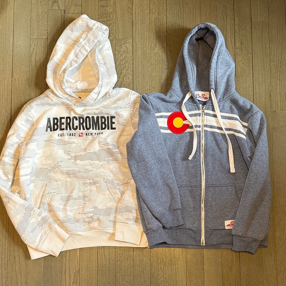 Boys Abercrombie Hoodie and Colorado Zip-Up Hoodie lot (size large)